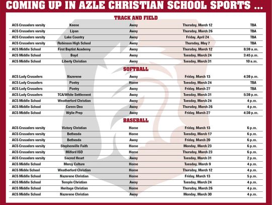 Azle christian School Fighting Crusader Athletics Calendar