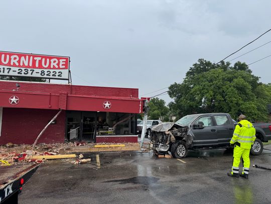 Pickup plows into furniture store