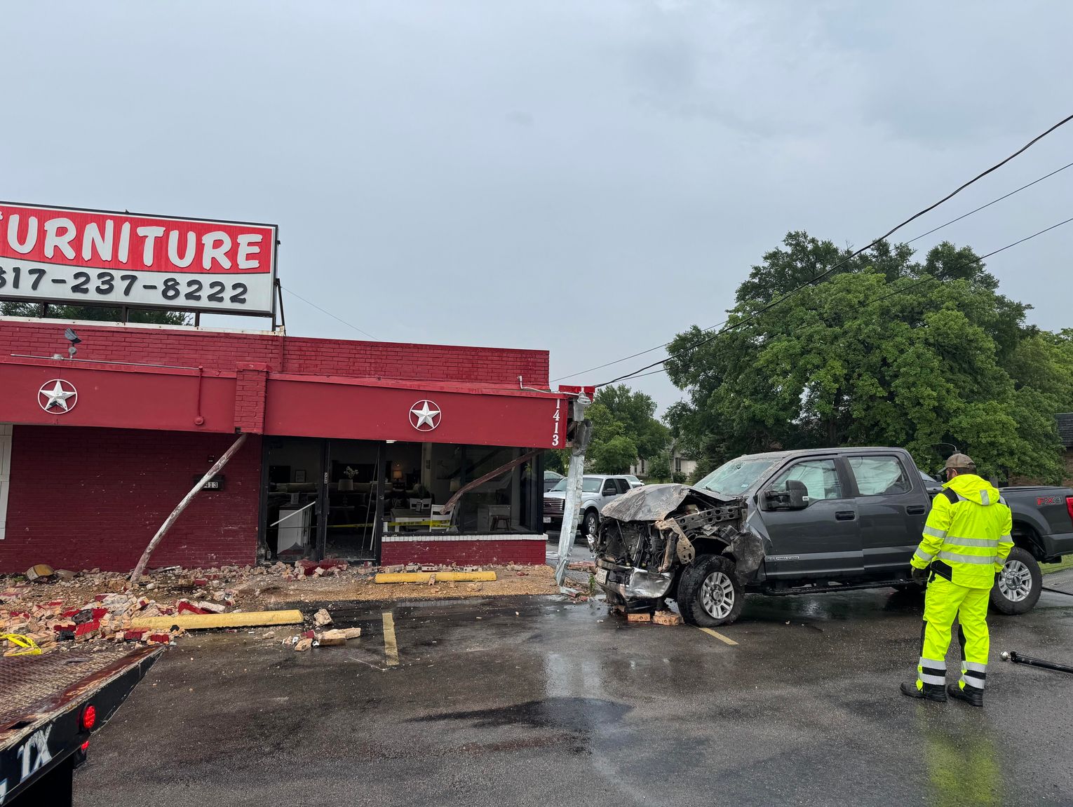 Pickup plows into furniture store