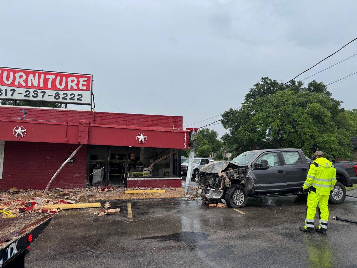 Pickup plows into furniture store
